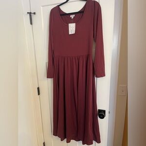 NWT Lularoe Ryane Maroon Dress Size L